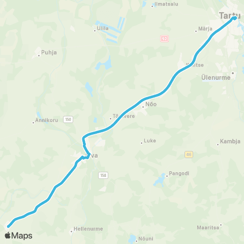 HANSABUSS AS Rõngu - Elva - Nõo Tee - Tartu map