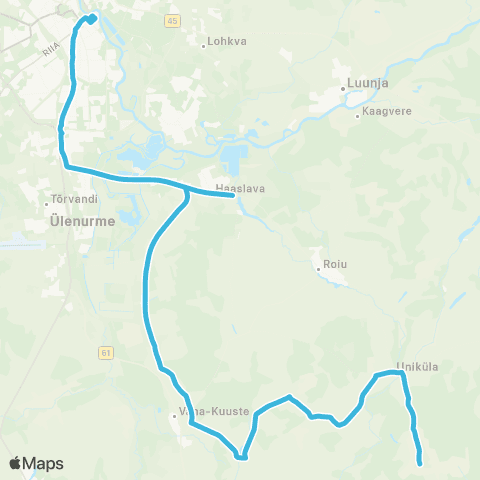 HANSABUSS AS (Kolli) - Uniküla Rist - Villemi - Tartu map
