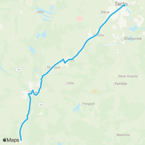 HANSABUSS AS (Hellenurme) - Turuplatsi - Elva - Peedu - Nõo - Tartu map