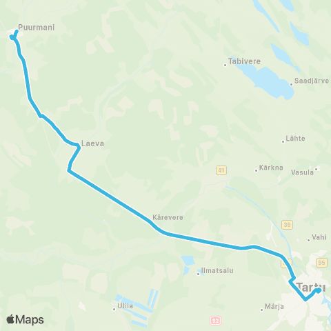 HANSABUSS AS Puurmani - Laeva - Tartu map