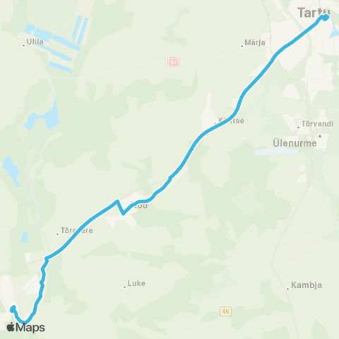 HANSABUSS AS Elva - Peedu - Nõo - Tartu map