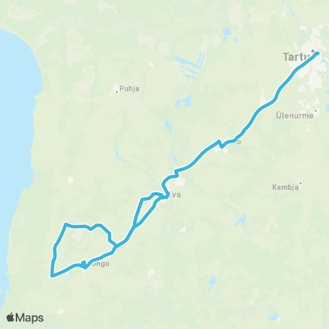 HANSABUSS AS Tartu - Nõo - Arbimäe - Elva - Rõngu - Valguta - Elva map