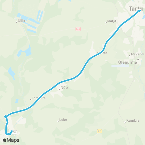 HANSABUSS AS Tartu - Elva (Kiirliin) map