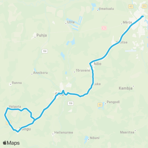 HANSABUSS AS Tartu - Luke - Elva - Rõngu - Elva map