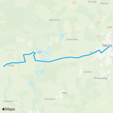 HANSABUSS AS Ristimäe - Puhja - Ulila - Tartu map