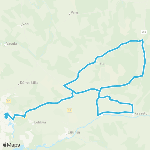 HANSABUSS AS Tartu - Pilka - Kavastu - Taabri - Pilka - Tartu map
