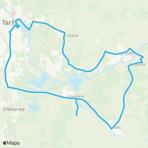 HANSABUSS AS Tartu - Roiu Kauplus - Kaagvere - Luunja Kool - Tartu map