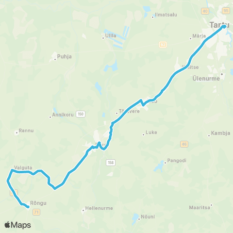 HANSABUSS AS Rõngu - Valguta - Elva - Peedu - Nõo - Tartu map