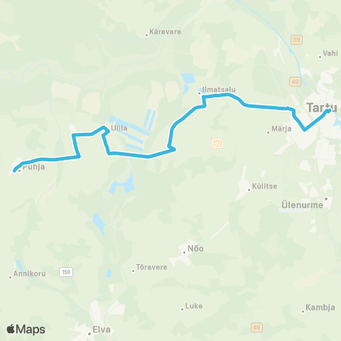 HANSABUSS AS Tartu - Ilmatsalu Kool - Ristimäe - (Uueküla) - (Ristimäe) map