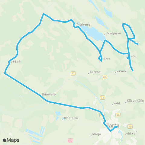 HANSABUSS AS Kobratu - Vedu - Lähte - Tabivere Park - Laeva - Tartu map