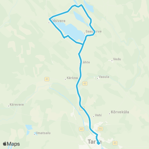 HANSABUSS AS Tartu - Äksi Keskus - Tabivere - Tartu map