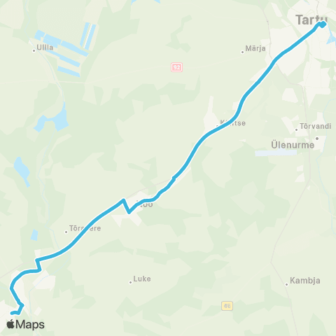 HANSABUSS AS Turuplatsi - Elva - Arbimäe - Nõo - Tartu map