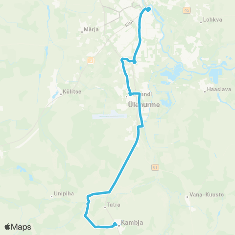 HANSABUSS AS Kambja - Aarike - Ülenurme Keskus - Tartu map