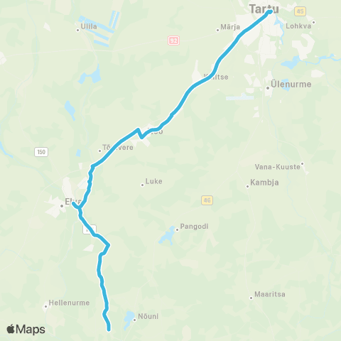 HANSABUSS AS Tartu - Nõo - Peedu - Elva - Laguja - (Päidla) map