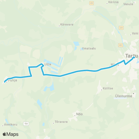 HANSABUSS AS Ristimäe - Puhja - Ulila - Tartu map