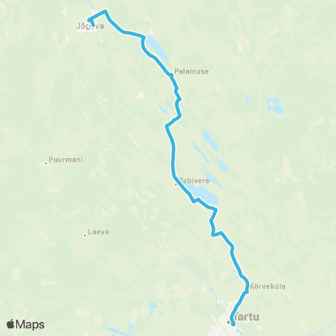 HANSABUSS AS Tartu - Vasula - Lähte - Äksi Keskus - Palamuse - Jõgeva map
