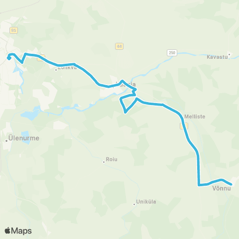 HANSABUSS AS Tartu - Kaagvere - Võnnu map