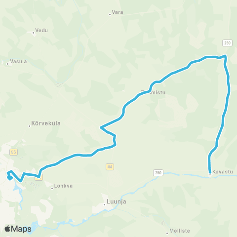 HANSABUSS AS (Kavastu) - Aaviku - Tammistu - Pilka - Tartu map