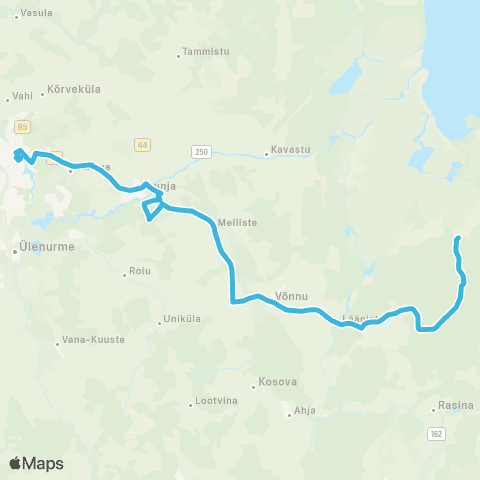 HANSABUSS AS (Ahunapalu) - Lääniste - Võnnu - Tartu map