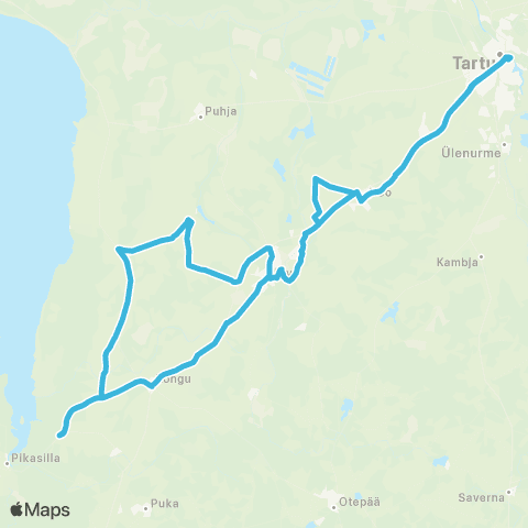 HANSABUSS AS Tartu - Peedu - Elva - Rõngu - Rannu - Elva - Peedu - Tartu map
