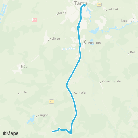 HANSABUSS AS Kammeri - Kambja - Tartu map