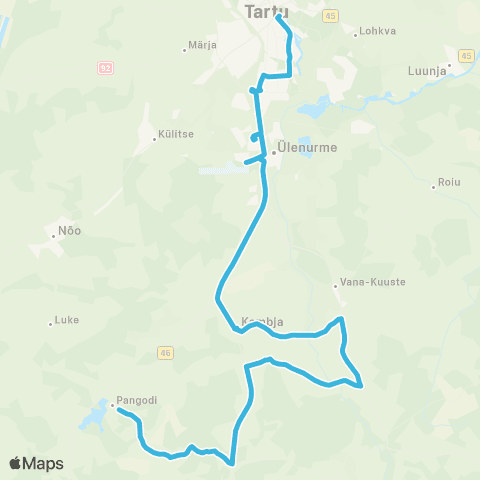 HANSABUSS AS Tartu - Kambja Park - Kaatsi - Suure-Kambja - (Koidu) map