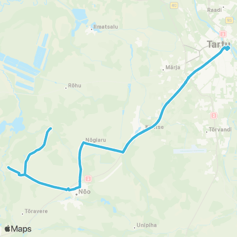 HANSABUSS AS Tartu - Nõgiaru - Keeri - Nõgiaru - Tartu map