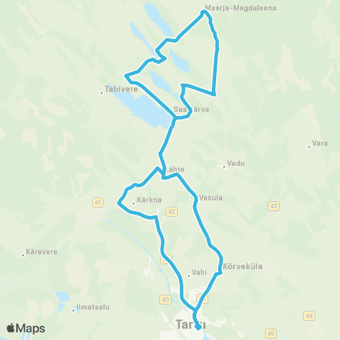 HANSABUSS AS Tartu - Lähte - Maarja-Magdaleena - Lähte - Tartu map
