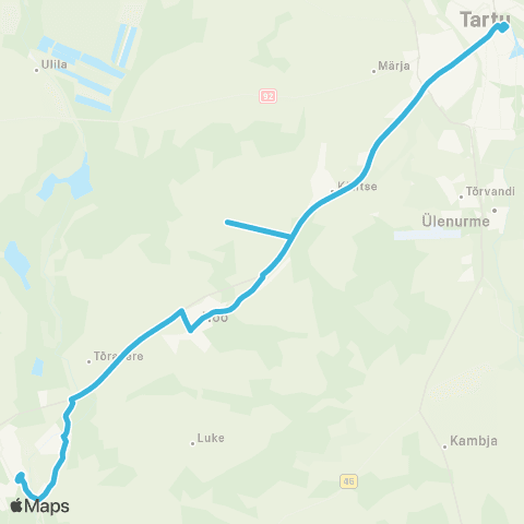 HANSABUSS AS Elva - Peedu - Nõo - Nõgiaru - Tartu map