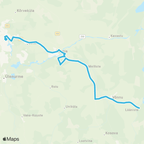 HANSABUSS AS (Lääniste) - Võnnu - Tartu map
