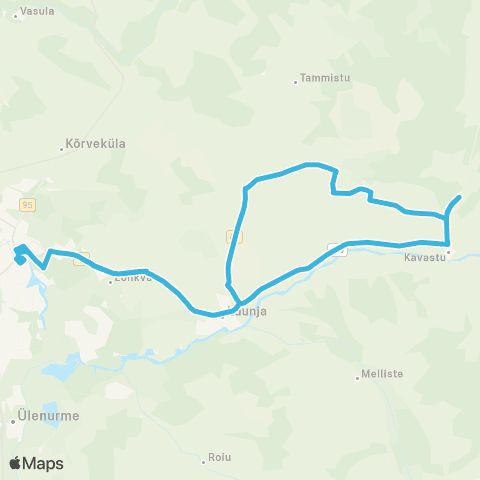 HANSABUSS AS Tartu - Tordi - Viira - Kavastu - Luunja Kool - Tartu map