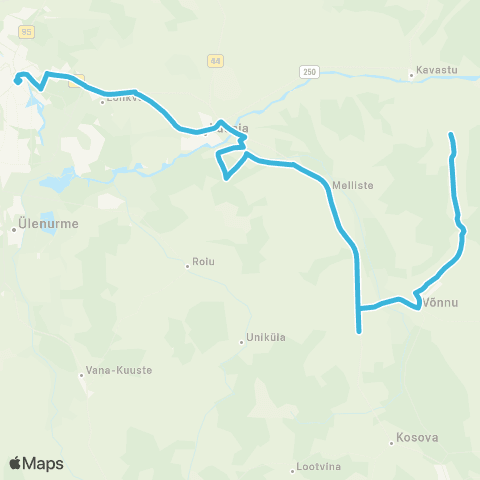 HANSABUSS AS Tartu - Võnnu - (Võõpste) map