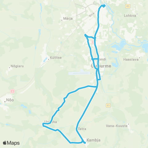 HANSABUSS AS Ringtee - Lätiküla - Unipiha - Kambja - Tartu map