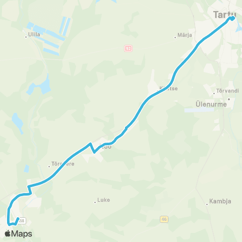 HANSABUSS AS Elva - Arbimäe - Nõo - Tartu map