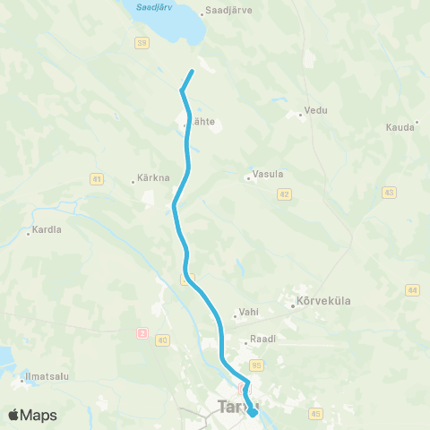 HANSABUSS AS Tartu - Lähte - Äksi Keskus - Lähte - Tartu map