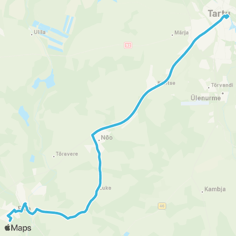 HANSABUSS AS Rukki - Elva - Luke - Tartu map