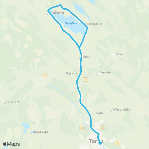 HANSABUSS AS Tartu - Lähte - Äksi Keskus - Tabivere - Tartu map