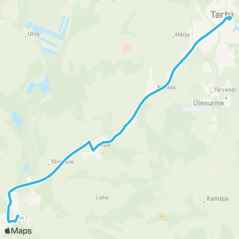 HANSABUSS AS Elva - Arbimäe - Nõo - Tartu map