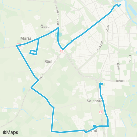 HANSABUSS AS Tartu - Tõrvandi - Ülenurme Gümnaasium - Ringtee map