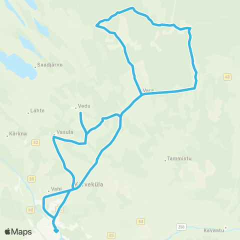 HANSABUSS AS Tartu - Kõrveküla - Vara - Välgi - Kärgandi Tee - Vara - Tartu map