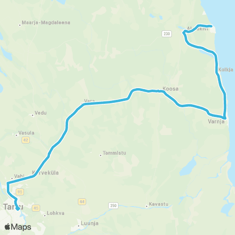 HANSABUSS AS (Nina) - Alatskivi Kool - Varnja - Koosa - Tartu map