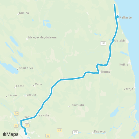 HANSABUSS AS (Kodavere Kirik) - Kallaste - Alatskivi - Koosa - Tartu map