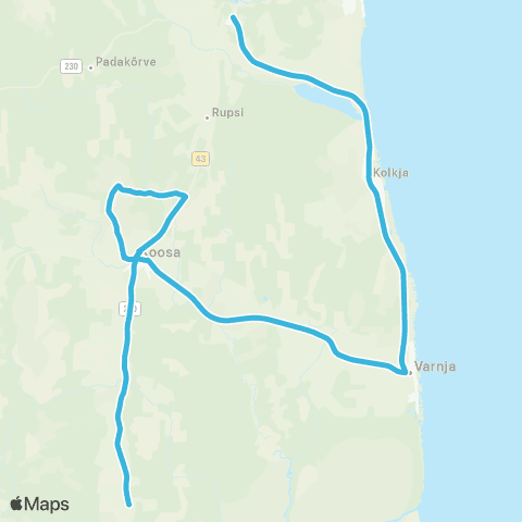 HANSABUSS AS Tähemaa Side - Koosa - Alatskivi map