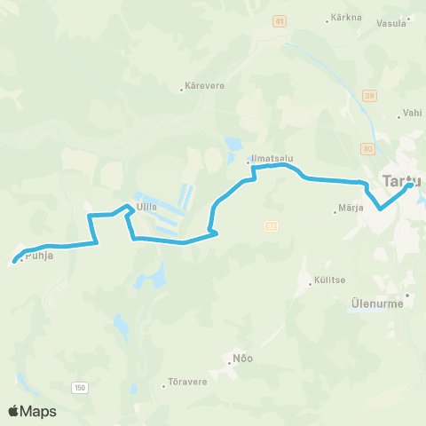 HANSABUSS AS Tartu - Ilmatsalu Kool - Ulila - Puhja - Ristimäe map