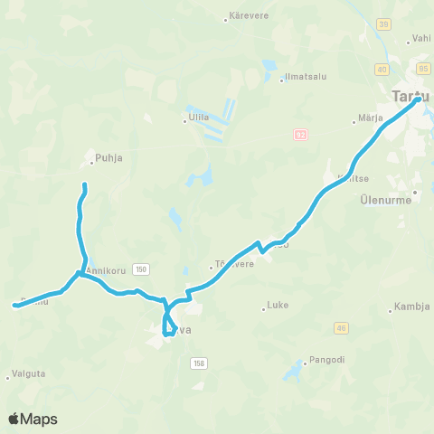 HANSABUSS AS Tartu - Nõo - Arbimäe - Elva - (Annikoru) - (Rannu) map