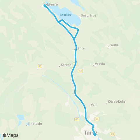 HANSABUSS AS Tartu - Äksi Keskus - Tabivere - Tartu map