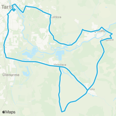 HANSABUSS AS Tartu - Roiu Kauplus - Tuigo - Kaagvere - Luunja Kool - Tartu map