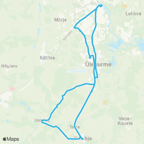 HANSABUSS AS Tartu - Tõrvandi - Kambja - Unipiha - Tartu map