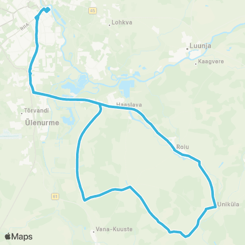 HANSABUSS AS Tartu - Lange - Ignase - Roiu - Tartu map