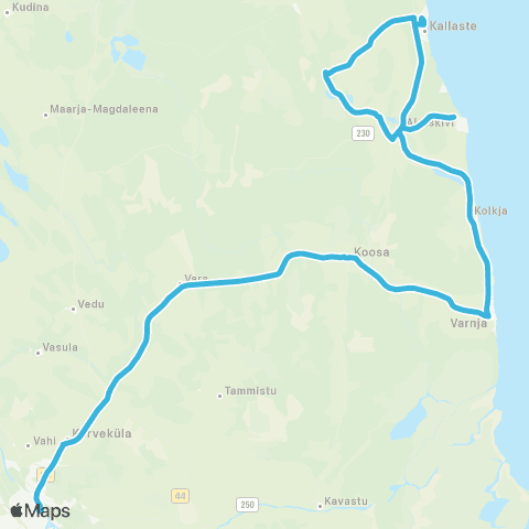 HANSABUSS AS Tartu - Varnja - Nina - Kallaste - Kokora - Alatskivi map